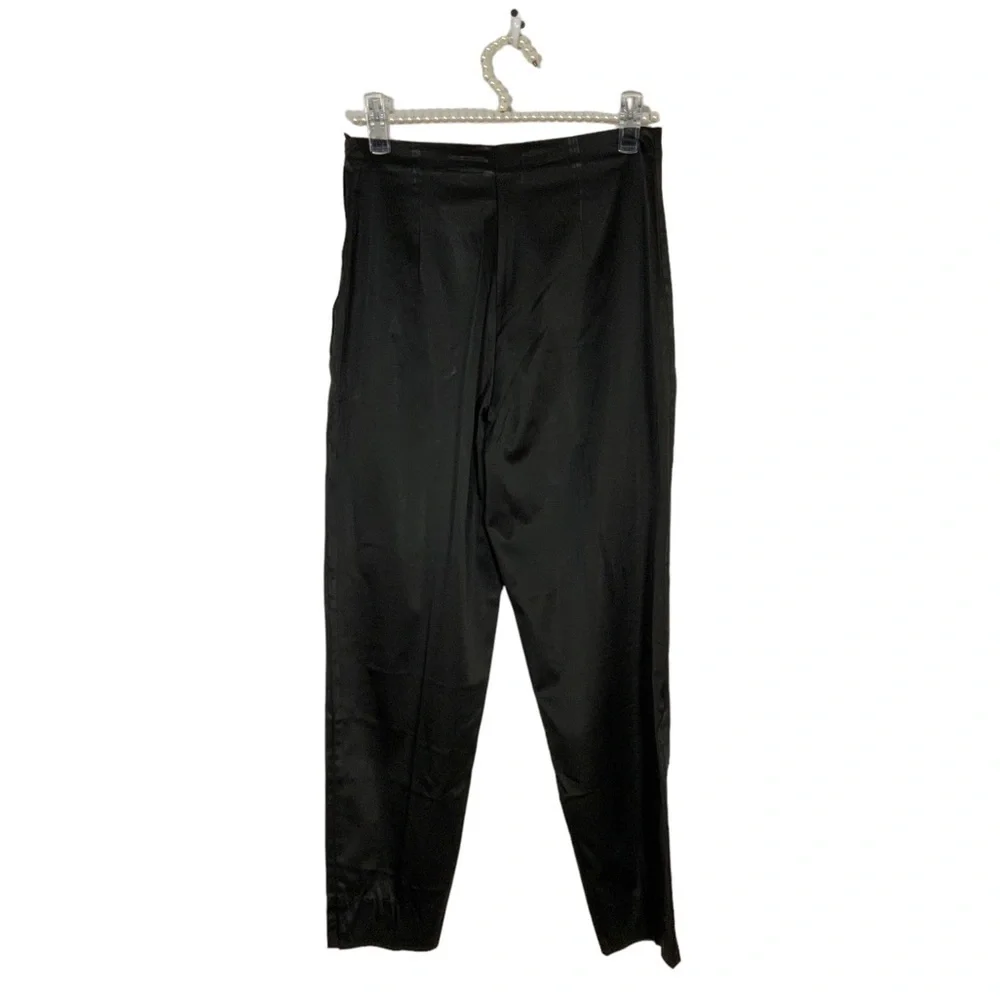 Italian Vintage Oppio black satin stretchy slit sides pants‎ IT 44, US 10 - Picture 2 of 7